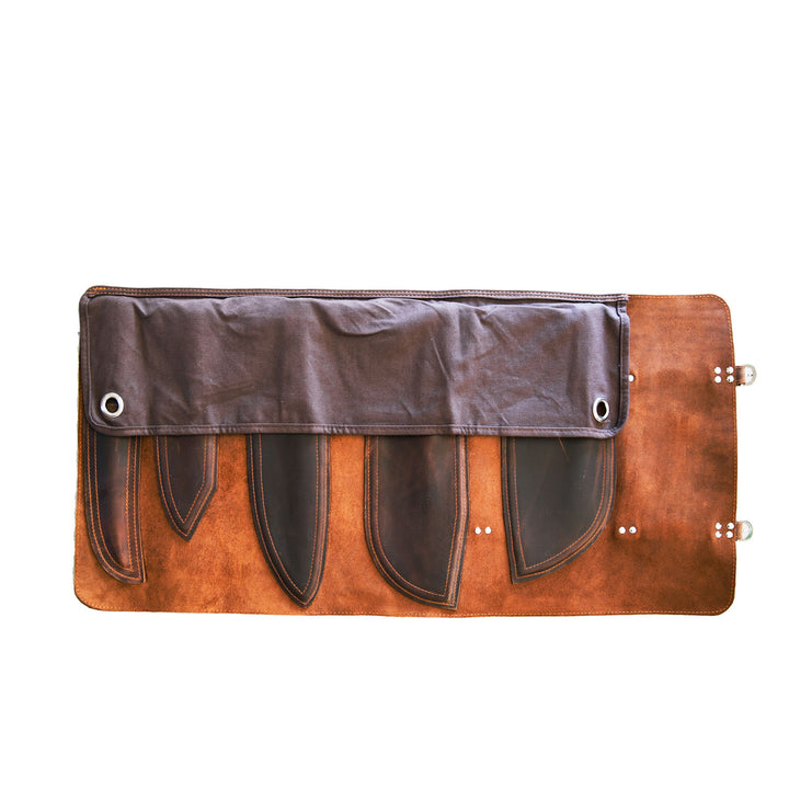 The FireChef Crazy Horse Leather Five Knife Roll