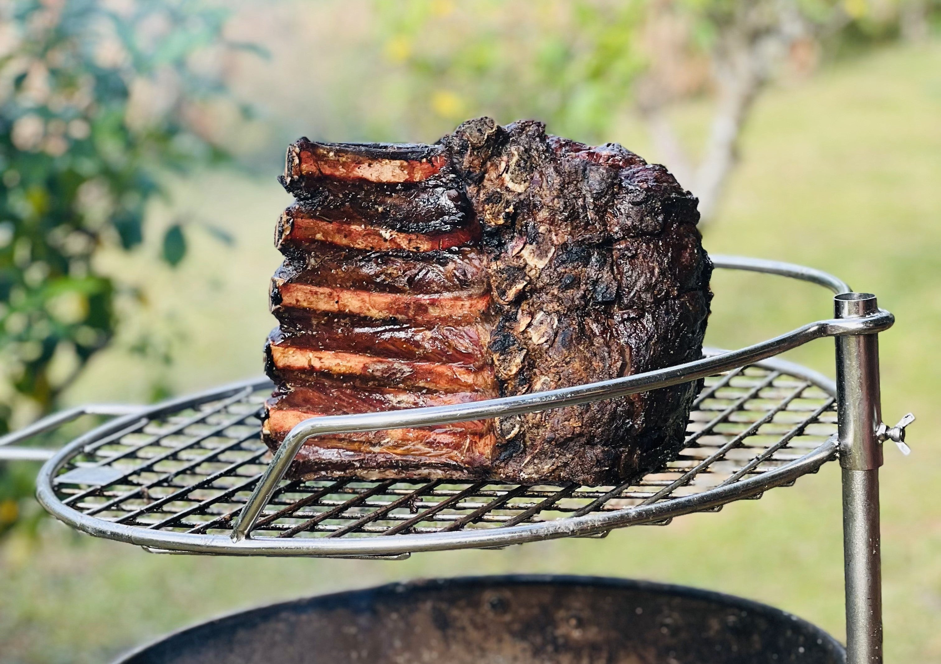 Reverse Seared Bone in Ribeye over Fire