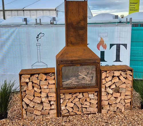 LIT Designs Large Corten Fireplace
