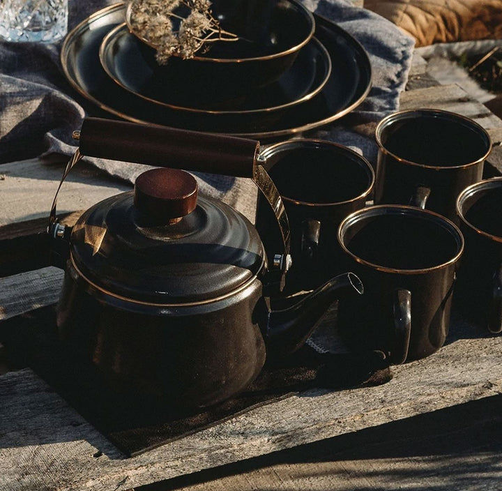 Barebones Enamel Tea Pot - Charcoal
